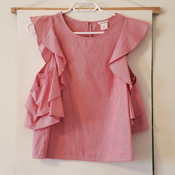 Club Monaco ruffle strip top - Picture 1 of 3